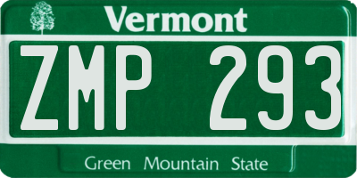 VT license plate ZMP293