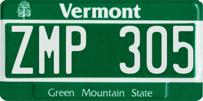 VT license plate ZMP305