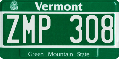 VT license plate ZMP308
