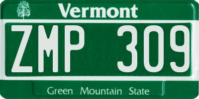 VT license plate ZMP309
