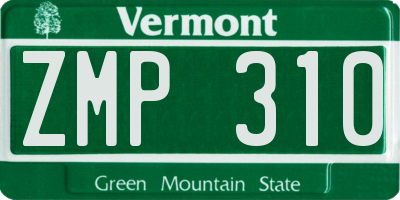 VT license plate ZMP310