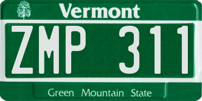 VT license plate ZMP311