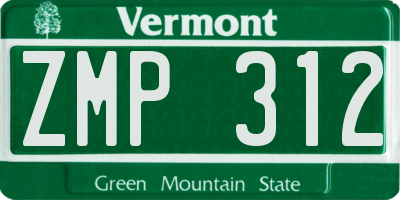 VT license plate ZMP312