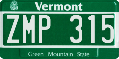 VT license plate ZMP315