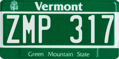 VT license plate ZMP317