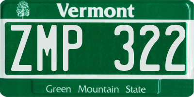 VT license plate ZMP322
