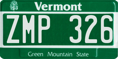 VT license plate ZMP326