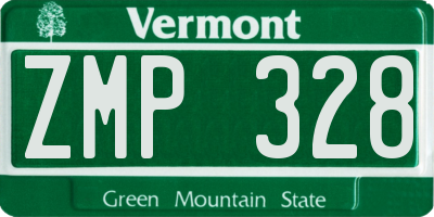 VT license plate ZMP328