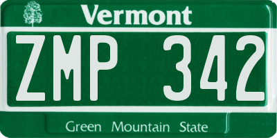 VT license plate ZMP342