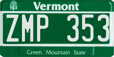 VT license plate ZMP353