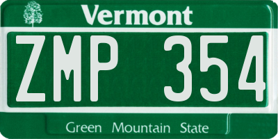 VT license plate ZMP354
