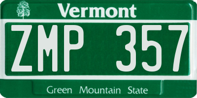 VT license plate ZMP357