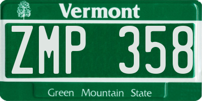 VT license plate ZMP358