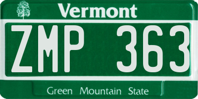VT license plate ZMP363