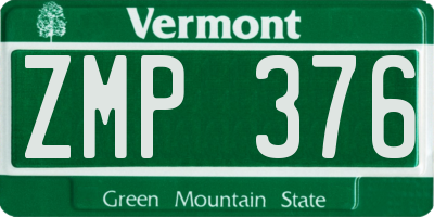 VT license plate ZMP376