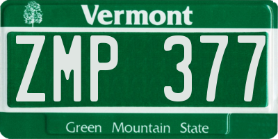 VT license plate ZMP377