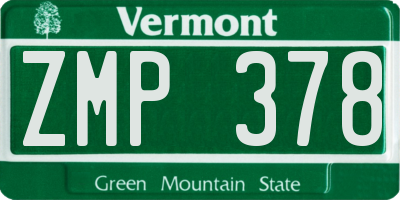 VT license plate ZMP378