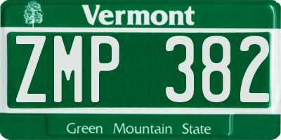VT license plate ZMP382