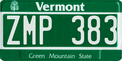 VT license plate ZMP383