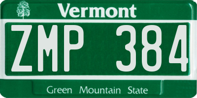 VT license plate ZMP384