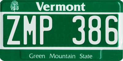 VT license plate ZMP386