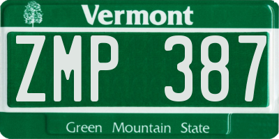VT license plate ZMP387
