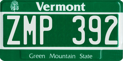 VT license plate ZMP392