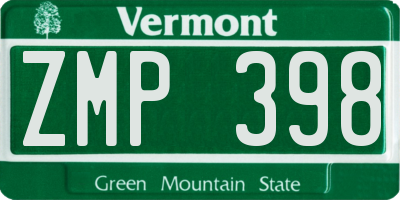 VT license plate ZMP398