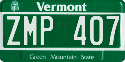 VT license plate ZMP407