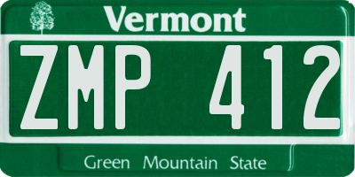 VT license plate ZMP412