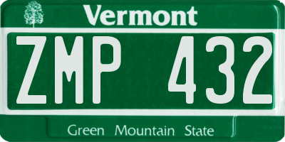 VT license plate ZMP432