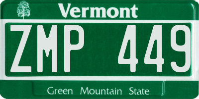 VT license plate ZMP449