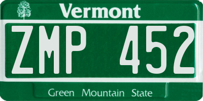 VT license plate ZMP452