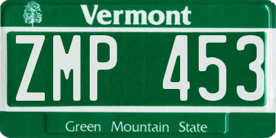 VT license plate ZMP453