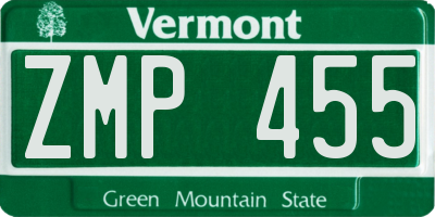 VT license plate ZMP455