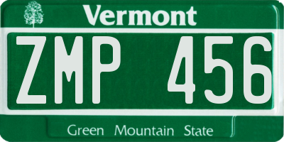 VT license plate ZMP456