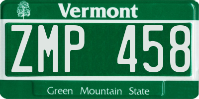 VT license plate ZMP458