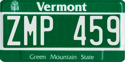 VT license plate ZMP459