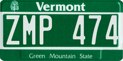 VT license plate ZMP474