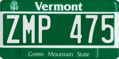 VT license plate ZMP475