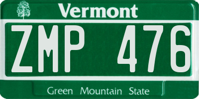 VT license plate ZMP476