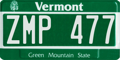 VT license plate ZMP477