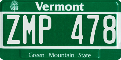 VT license plate ZMP478