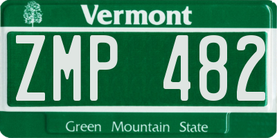 VT license plate ZMP482