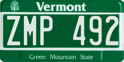 VT license plate ZMP492