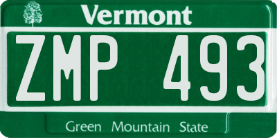 VT license plate ZMP493