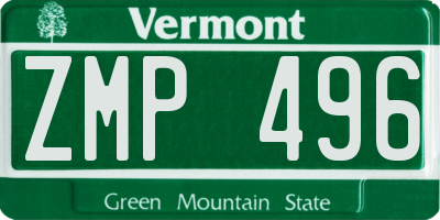 VT license plate ZMP496