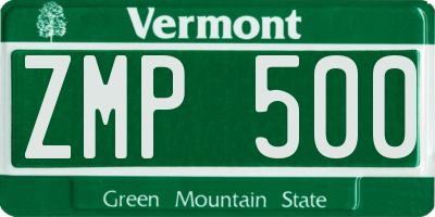 VT license plate ZMP500