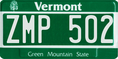 VT license plate ZMP502