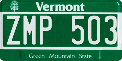 VT license plate ZMP503
